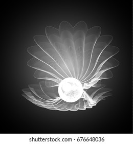 Abstract graphic art with a pearl in a shell conceptual illustration