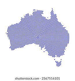 Abstract graphic Australia map from pixel blue on a white background. Vector illustration.