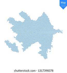 Abstract graphic Azerbaijan map from point blue on a white background. Vector illustration.