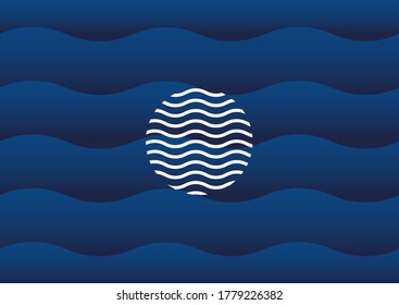 Abstract graphic background dark blue ocean waves