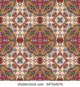 Abstract graphic background, floral geometric seamless pattern, tribal ethnic arabic indian ornament. Hand drawn fabric repeating texture. 