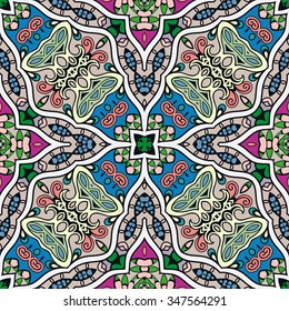 Abstract graphic background, floral geometric seamless pattern, tribal ethnic arabic indian ornament. Hand drawn fabric repeating texture. 