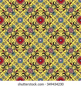 Abstract graphic background, floral geometric seamless pattern, tribal ethnic arabic indian ornament. Hand drawn fabric repeating texture. 