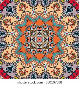 Abstract graphic background, floral geometric seamless pattern, tribal ethnic arabic indian ornament. Hand drawn fabric repeating texture. 