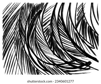 Abstract graphic background, hand-drawn, with black curved with curved twisting lines. Vector element on a white background for the design of a print on the fabric of a bag, T-shirt. Contemporary art.