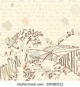 Abstract graphic background with landscape