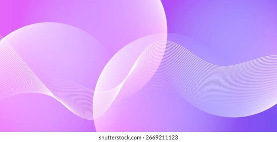 Abstract graphic background. Main color tones: light to dark pink-purple, soft gradients. Thin wavy lines, clear white, flowing through the image.