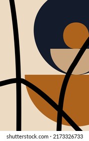 Fondo gráfico abstracto. Fondo estético moderno con formas geométricas. Decoración de estilo boho en las paredes. Diversas formas. Para plantillas, presentaciones.