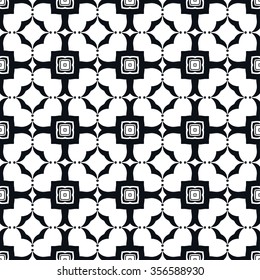 Abstract graphic background, seamless fabric pattern. Monochrome floral geometric lace texture. Tribal ethnic ornament. Black and white vector illustration. 
