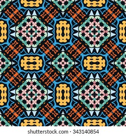 Abstract graphic background, seamless geometric pattern, tribal ethnic arabic indian ornament. Hand drawn doodle repeating texture. 
