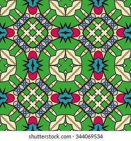 Abstract graphic background, seamless geometric pattern, tribal ethnic arabic indian ornament. Hand drawn doodle repeating texture. Vector illustration