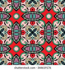 Abstract graphic background, seamless geometric pattern, tribal ethnic arabic indian ornament. Hand drawn fabric repeating texture. 