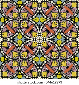 Abstract graphic background, seamless geometric pattern, tribal ethnic arabic indian ornament. Hand drawn fabric repeating texture. 