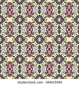 Abstract graphic background, seamless geometric pattern, tribal ethnic arabic indian ornament. Hand drawn fabric repeating texture. 