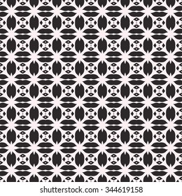 Abstract graphic background, seamless pattern. Repeating fabric texture, simple geometric shapes, arabic, indian ornament. Black and white vector illustration.