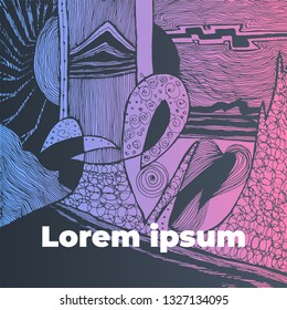 Abstract graphic background with space for text. hand-drawn vector illustration