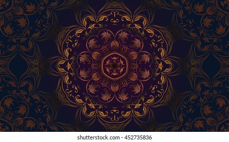 Abstract graphic background, square pattern with Mandala geometric ornament.