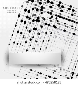 Abstract graphic banner vector. Dots and lines, geometric shape. Internet technology background.