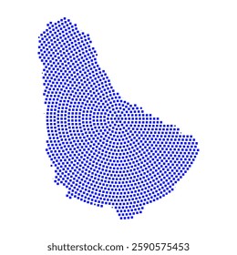 Abstract graphic Barbados map from pixel blue on a white background. Vector illustration.