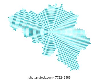Abstract graphic Belgium map of blue round dots. Vector illustration eps10.