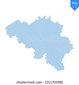 Abstract graphic Belgium map from point blue on a white background. Vector illustration.