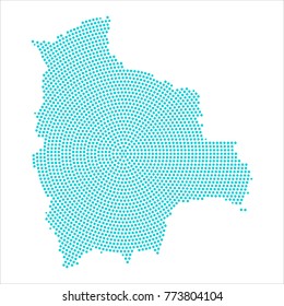 Abstract graphic Bolivia map of blue round dots. Vector illustration eps10.