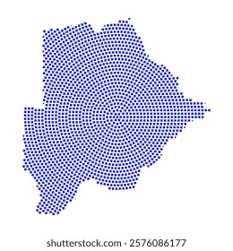 Abstract graphic Botswana map from pixel blue on a white background. Vector illustration.