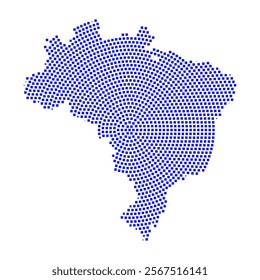 Abstract graphic Brazil map from pixel blue on a white background. Vector illustration.