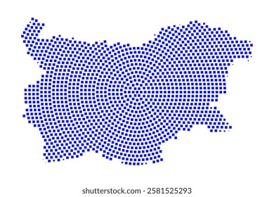 Abstract graphic Bulgaria map from pixel blue on a white background. Vector illustration.