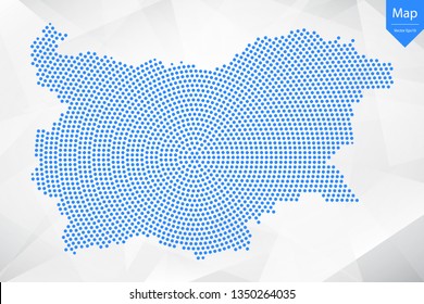 Abstract graphic Bulgaria map from point blue on a white background. Vector illustration.
