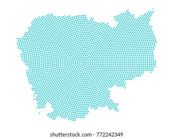 Abstract graphic Cambodia map of blue round dots. Vector illustration eps10.