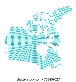 Abstract graphic Canada map of blue round dots. Vector illustration eps10.