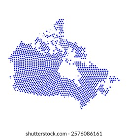 Abstract graphic Canada map from pixel blue on a white background. Vector illustration.