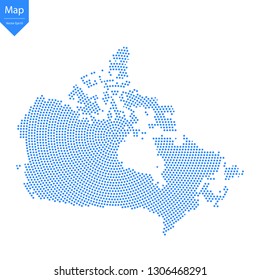 Abstract graphic Canada map from point blue on a white background. Vector illustration.