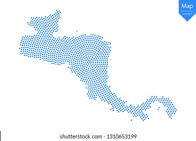 Abstract graphic Central America map from point blue on a white background. Vector illustration.