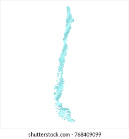 Abstract graphic Chile map of blue round dots. Vector illustration eps10.