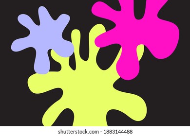 Abstract graphic colorful hand drawn shapes on black background. Great template for framing, text, backdrop or other design purposes.