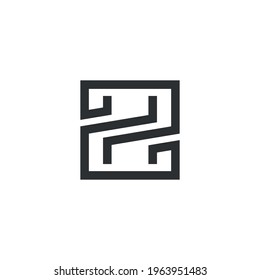 Abstract graphic combination of letters Z and H in a square shape