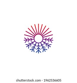 Abstract graphic combination of rays of snowflake and sun