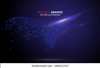 Abstract graphic composed of colorful particles, vector illustration.