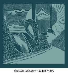abstract graphic composition. hand drawn vector background