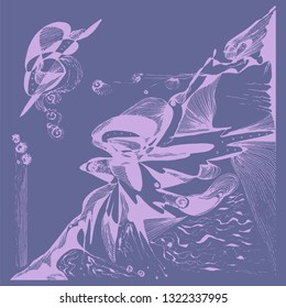 abstract graphic composition with textural elements.  hand drawn vector color illustration