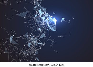 Abstract graphic consisting of points, lines and connection, Internet technology.