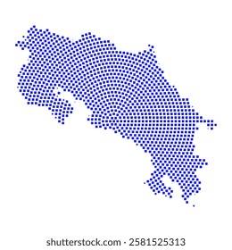 Abstract graphic Costa Rica map from pixel blue on a white background. Vector illustration.