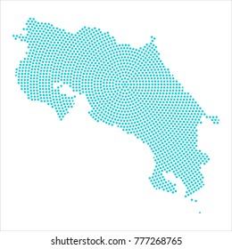 Abstract graphic Costa Rica map of blue round dots. Vector illustration eps10.
