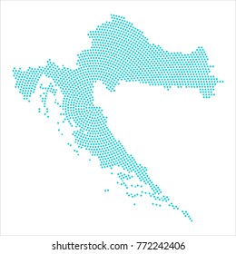 Abstract graphic Croatia map of blue round dots. Vector illustration eps10.