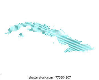 Abstract graphic Cuba map of blue round dots. Vector illustration eps10.