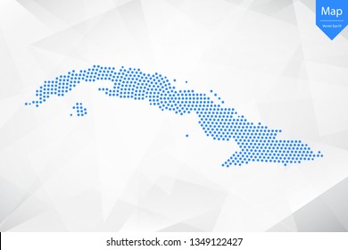 Abstract graphic Cuba map from point blue on a white background. Vector illustration.