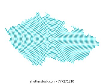 Abstract graphic Czech map of blue round dots. Vector illustration eps10.
