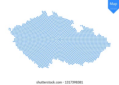 Abstract graphic Czech Republic map from point blue on a white background. Vector illustration.
